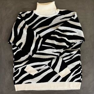 Zebra Print Turtleneck Sweater